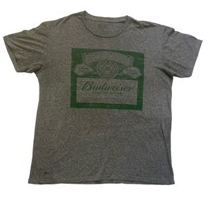 Budweiser Beer Bottle Cap Opener T Shirt Size‎ XL Gray With Green Logo